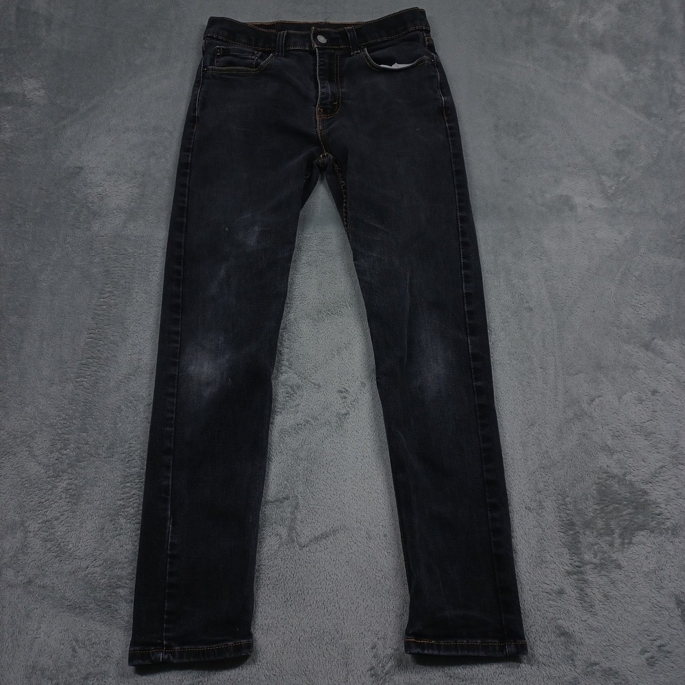 Levis 519 Jeans Mens 28x28 Black Denim Skinny Y2K Pockets Distressed